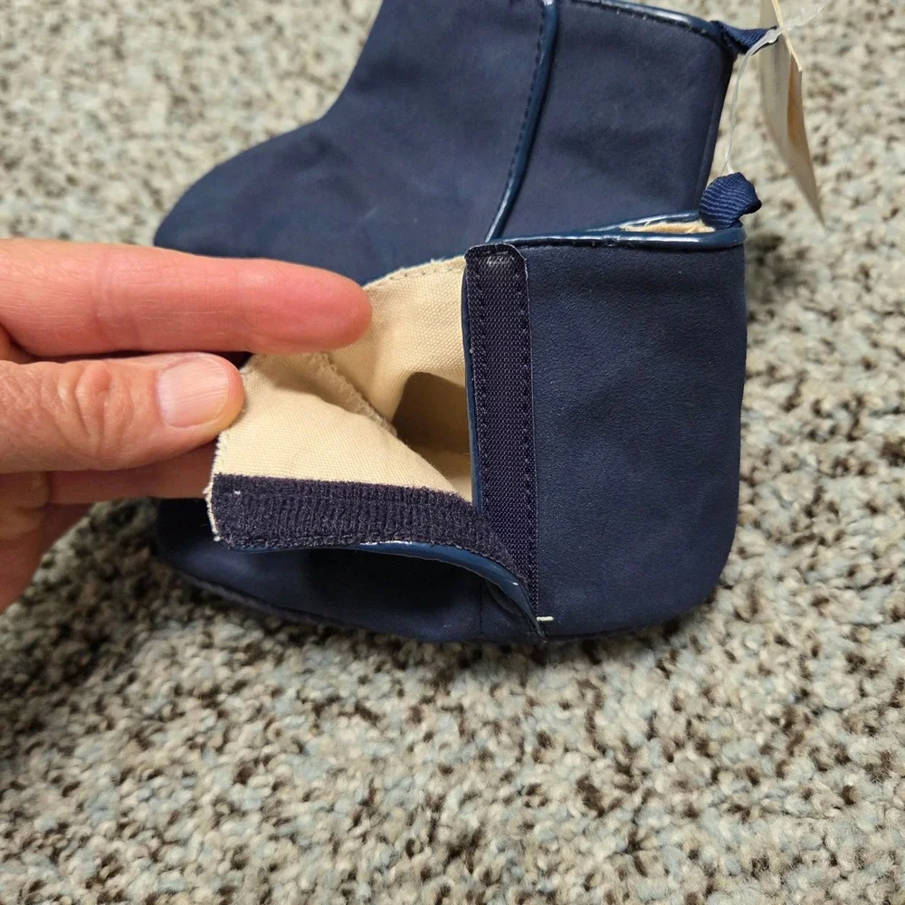 Baby‎ Gap Navy Booties Piped Ankle Boots Infant Shoes 18-24M